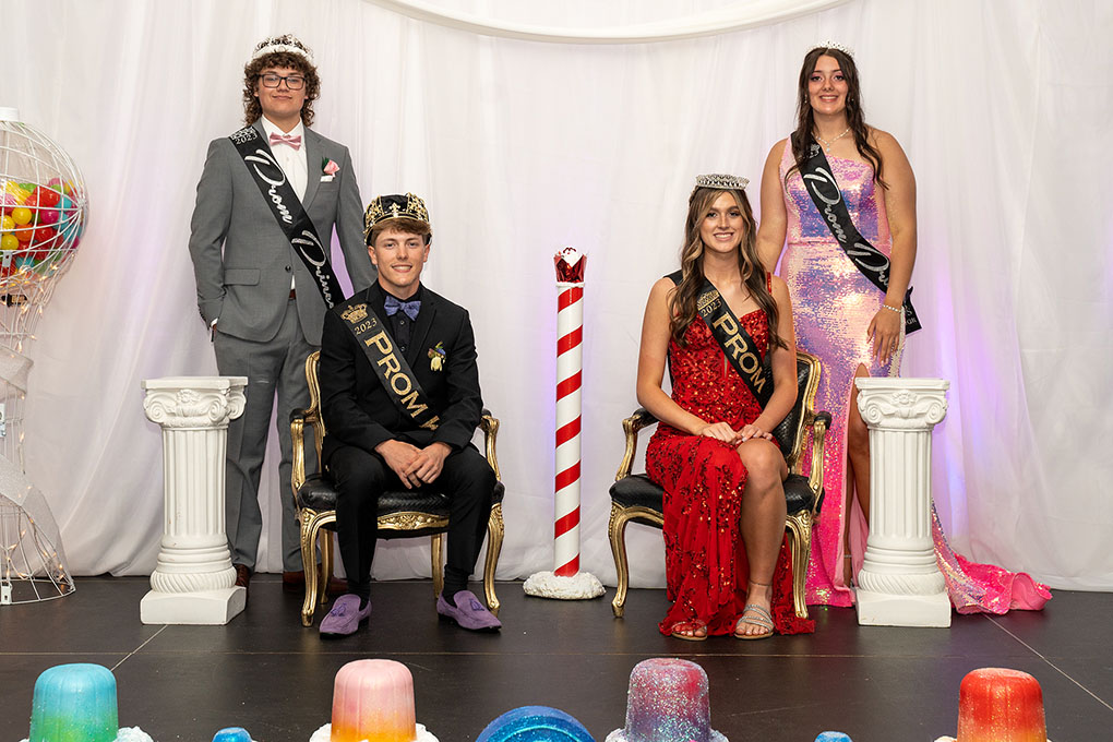 Prince Aiden Brothers, King Cooper Edmiston, Queen Olivia Kerns, and Princess Josie Stanley