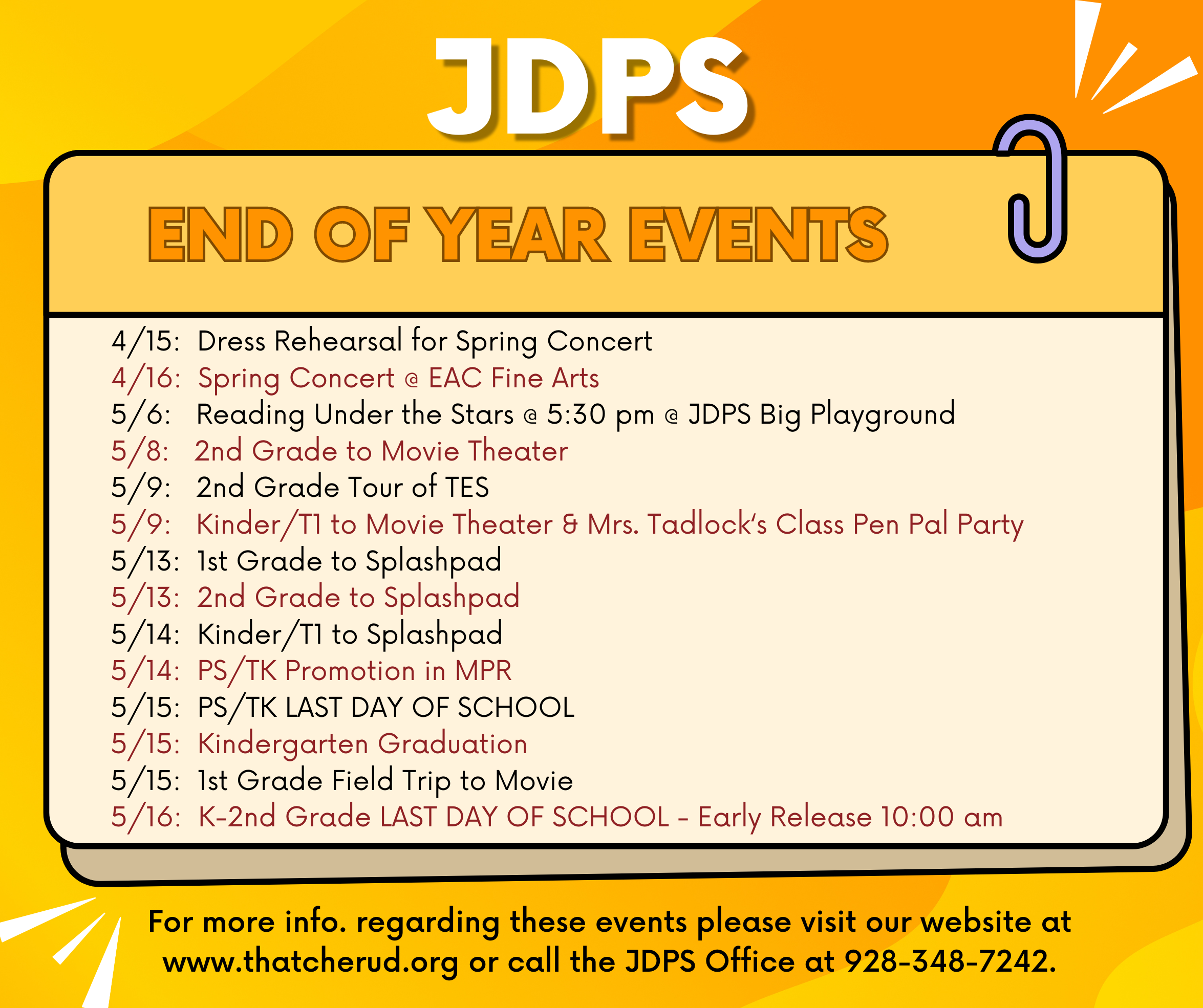 JDPS End of Year Events