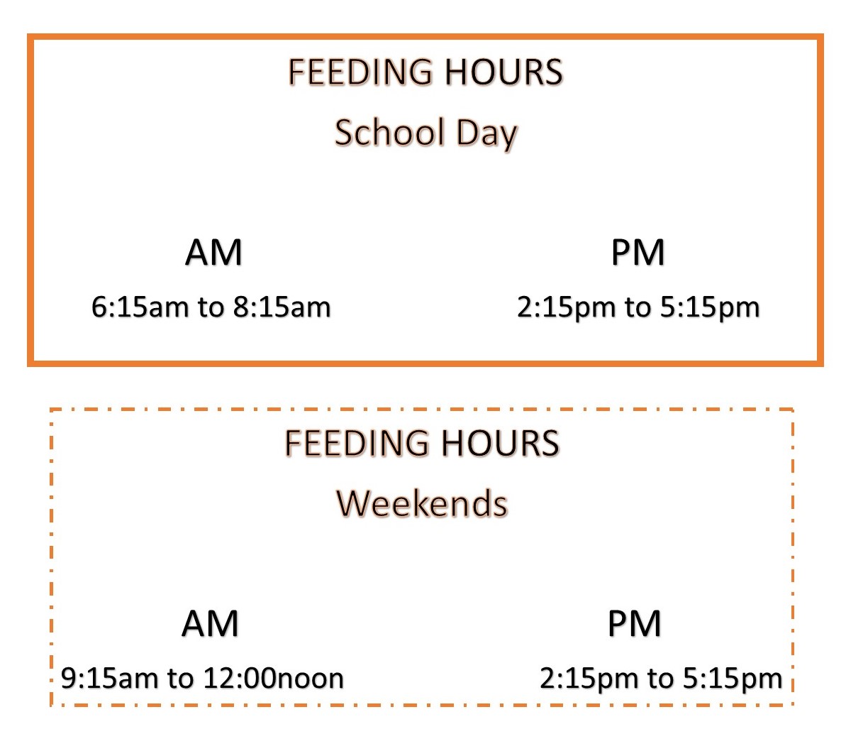 REGULAR Feeding Hours