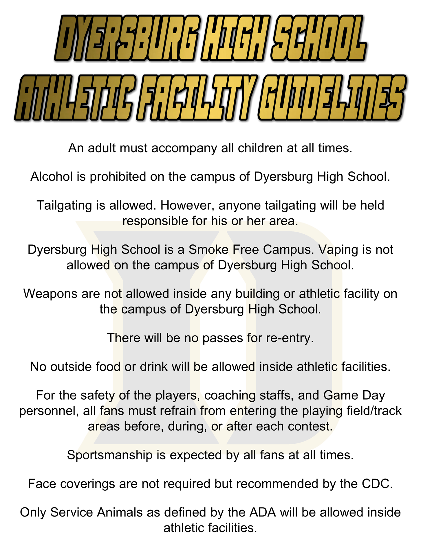Athletic Facility Guidelines