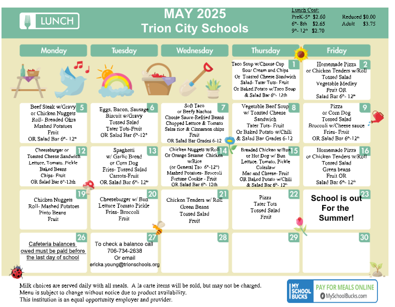 TCS LUNCH MENU: CLICK TO ACCESS READABLE TEXT