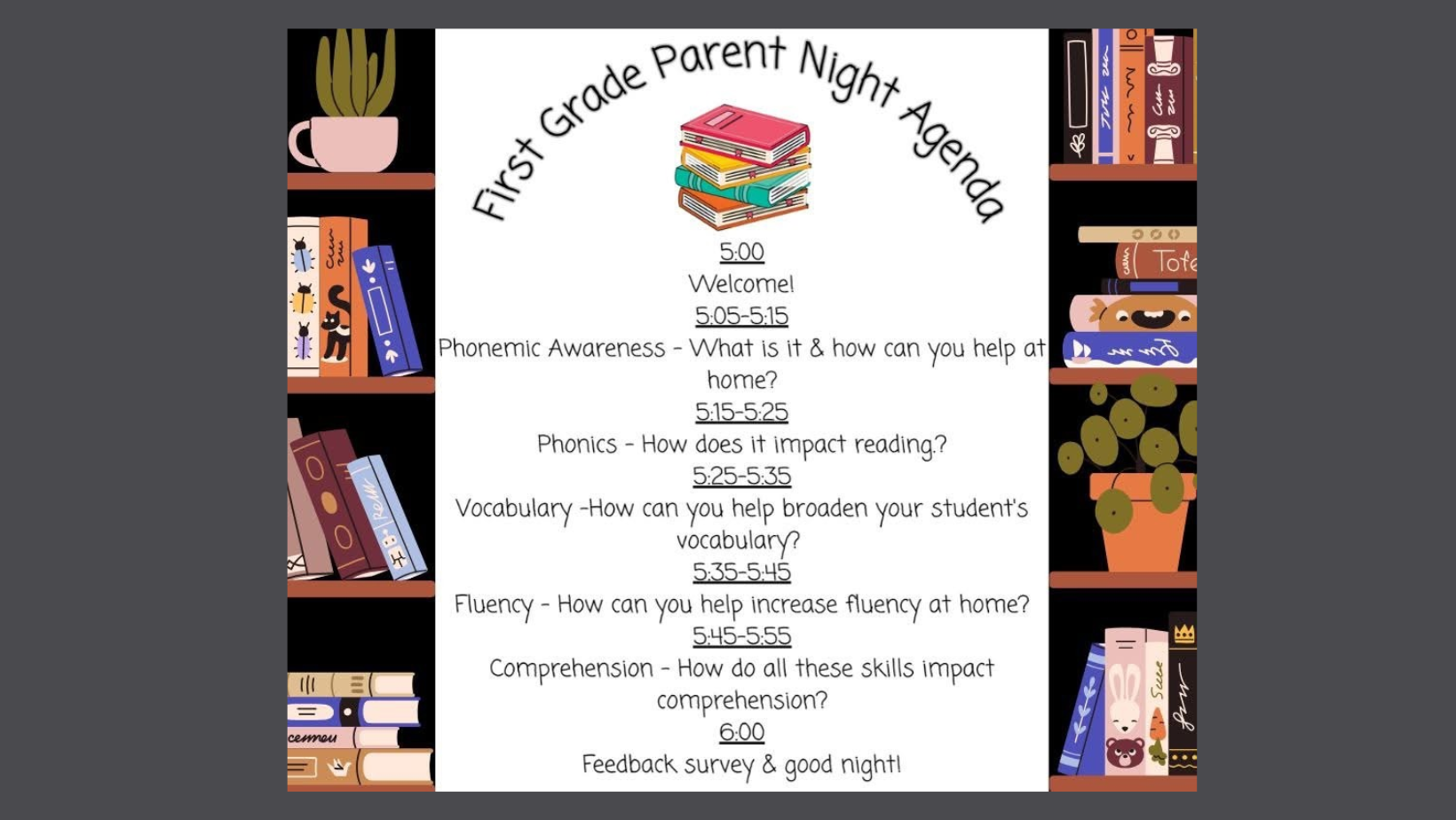 1st grade parent night agenda