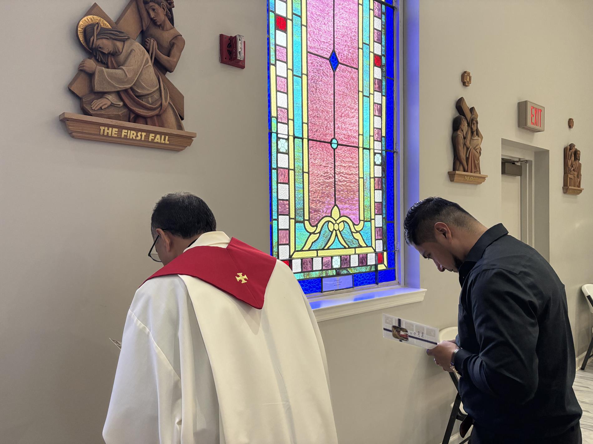 We begin with the Stations of the Cross in Spanish and English