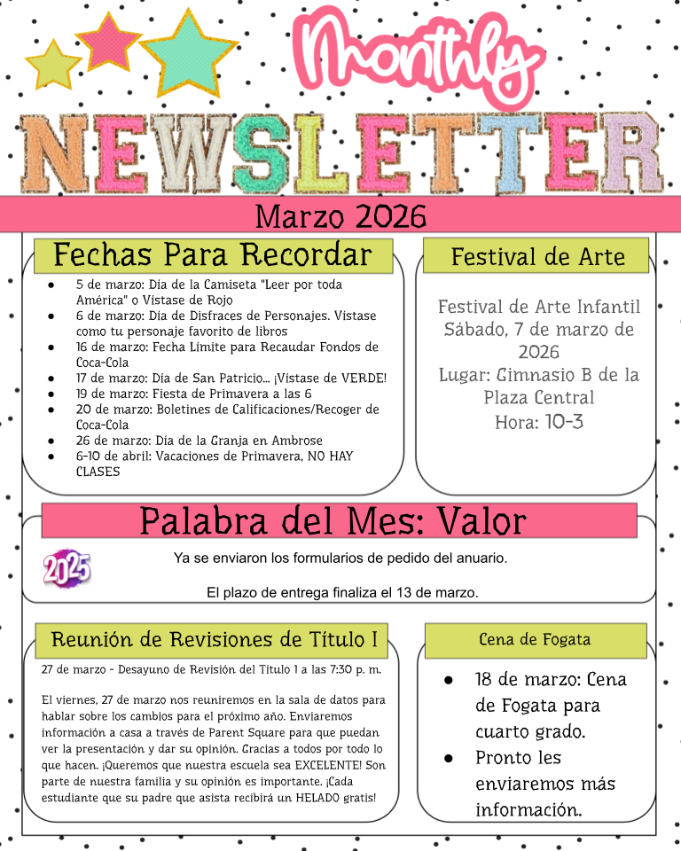 March Spanish Newsletter