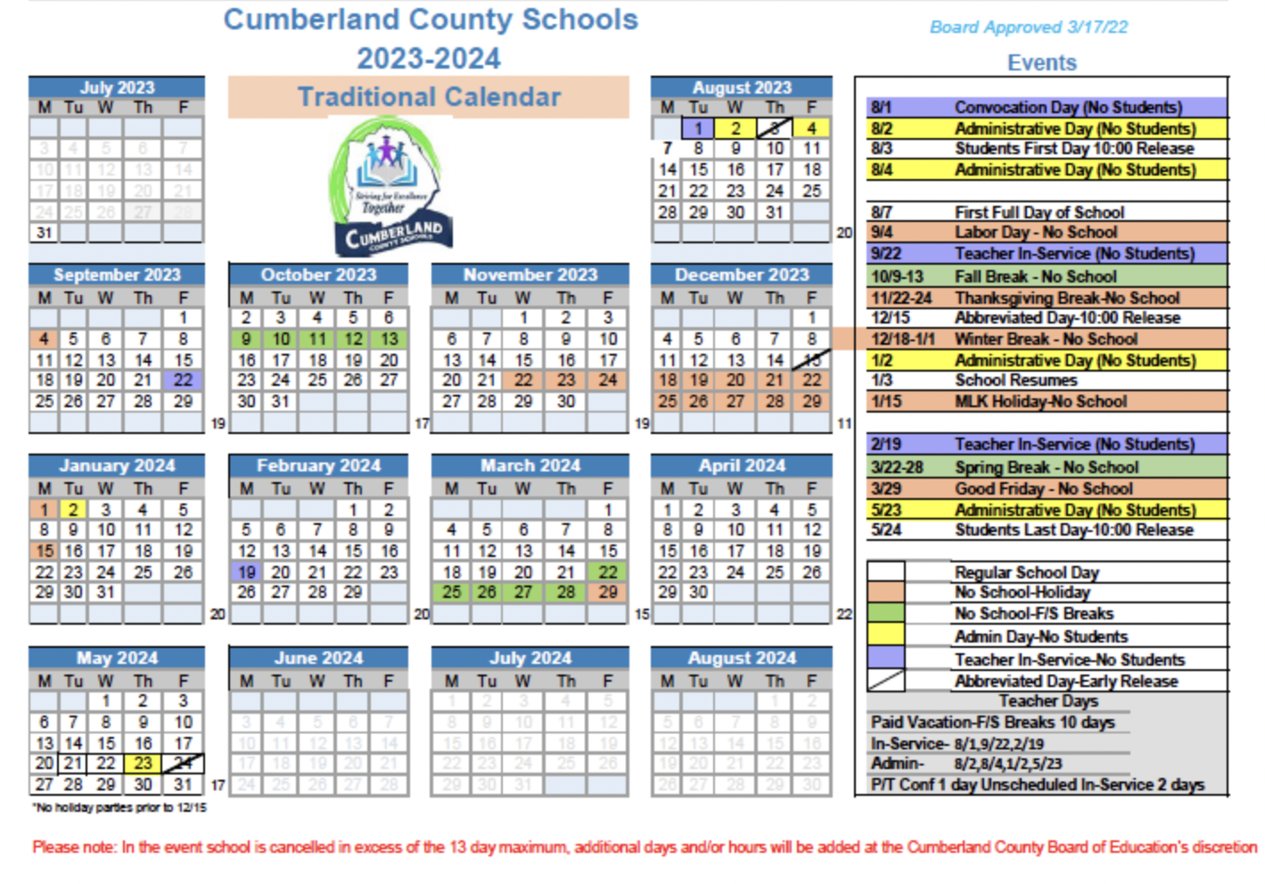 This is the 2023-2024 school calendar.