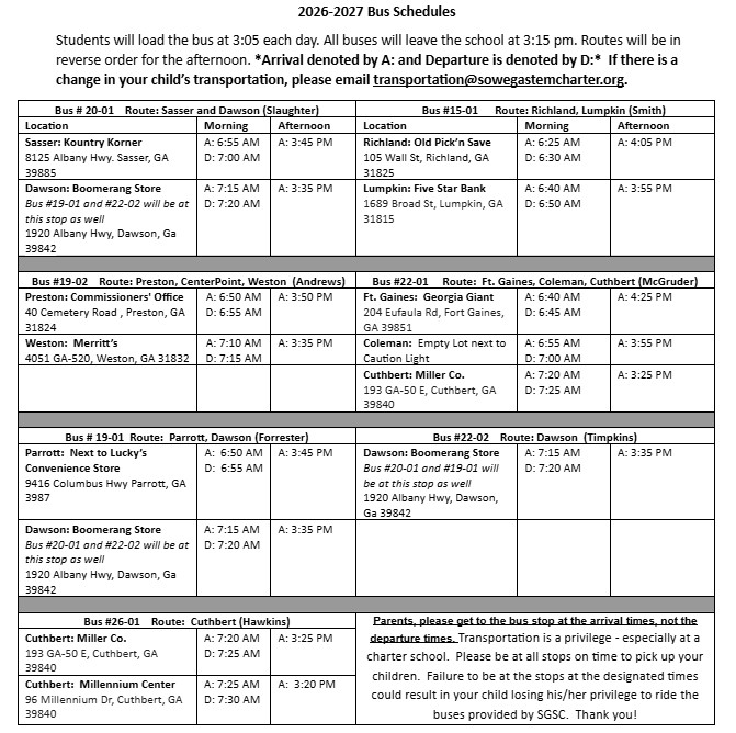 bus schedule