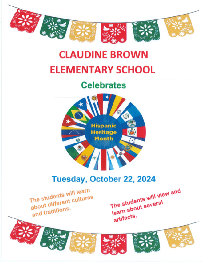 Claudine Brown celebrates Hispanic Heritage month October 22, 2024. The stidents will learn about different cultures and traditions.  They will also view and learn about several artifacts.