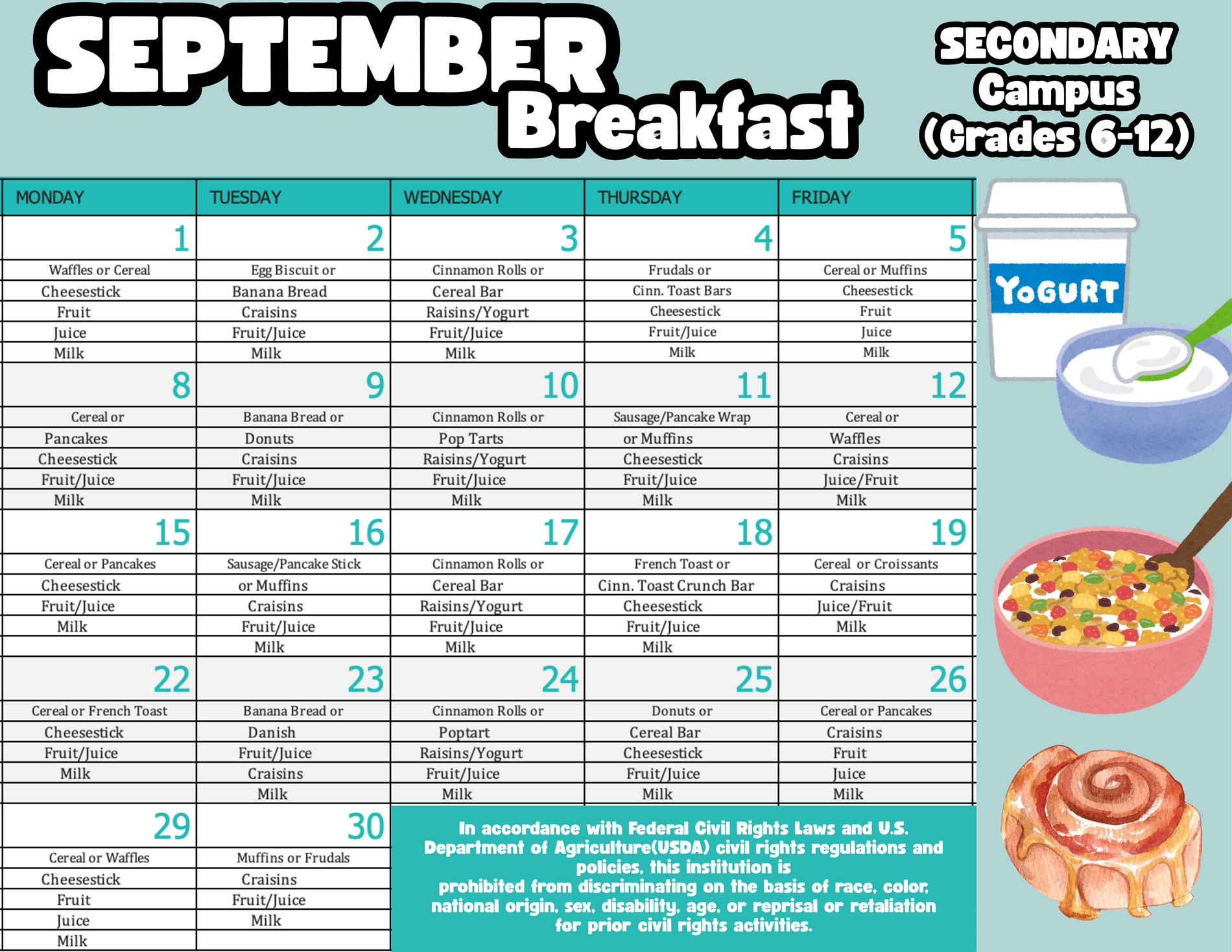 Secondary Breakfast september