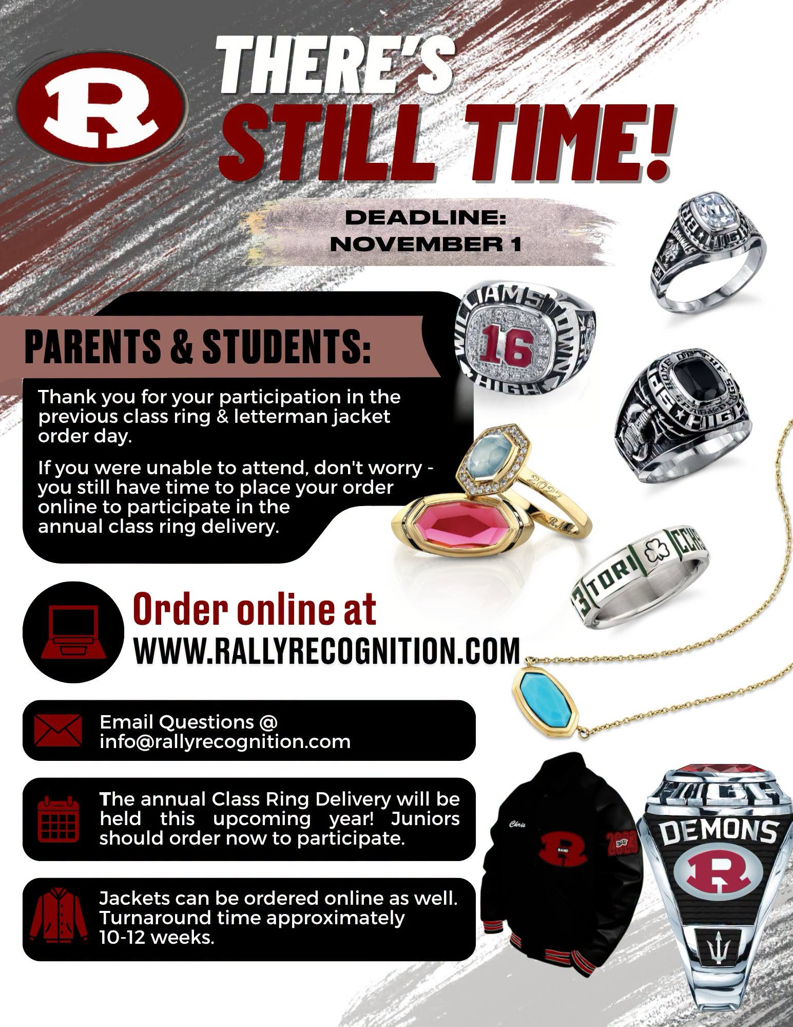 Junior Class Ring Order Deadline 11-1-26