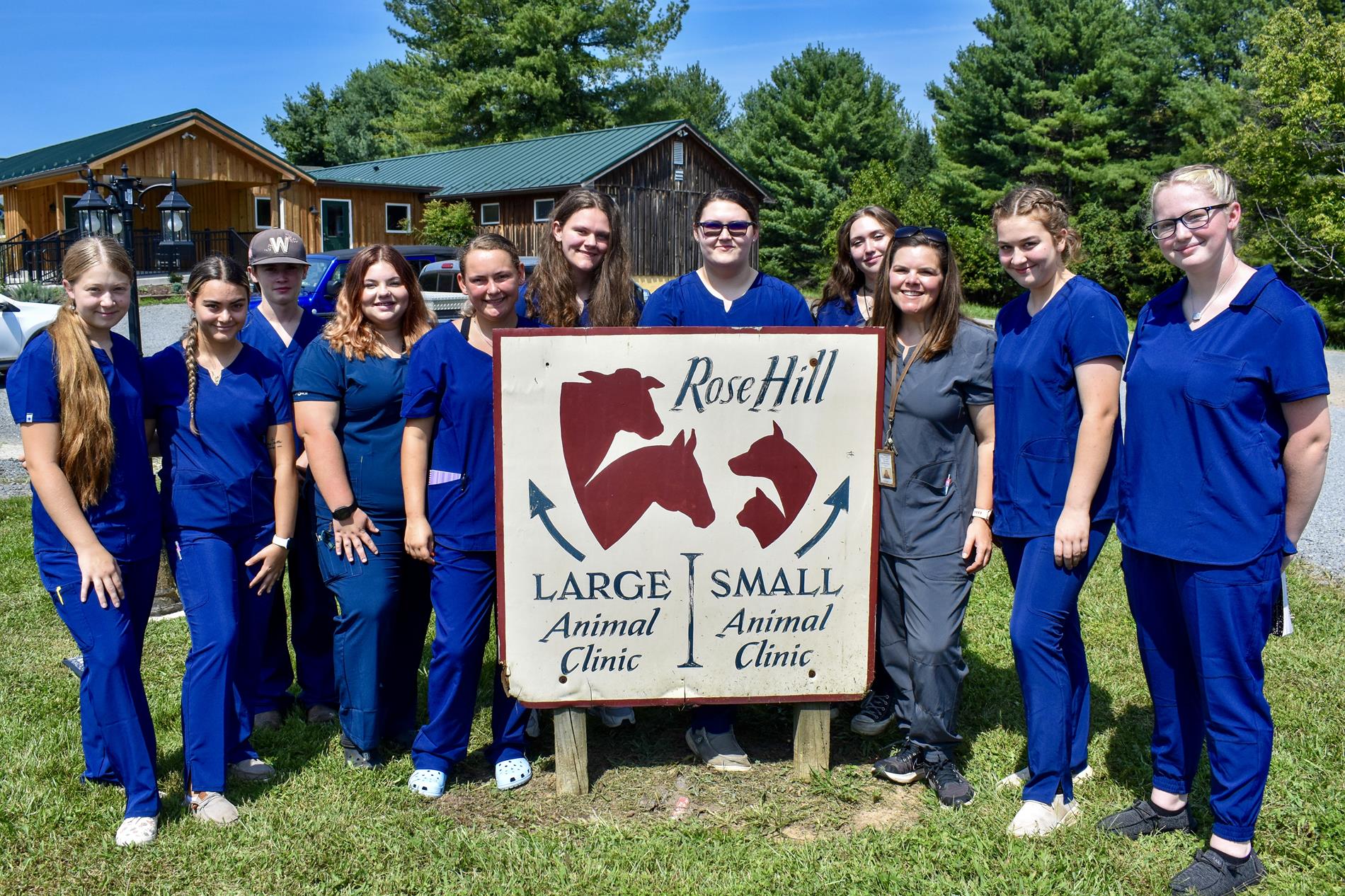 Veterinary Science students (and Mrs. Fincham) at Rose Hill Veterinary Practice