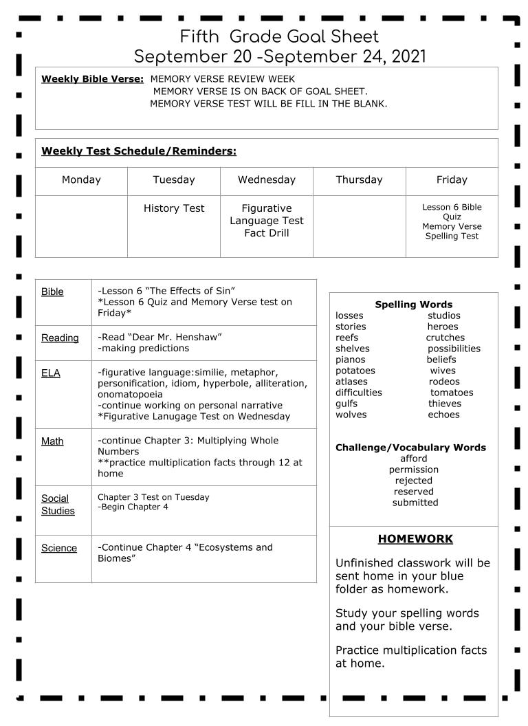 Week 7 Goal Sheet Week 7 Goal Sheet