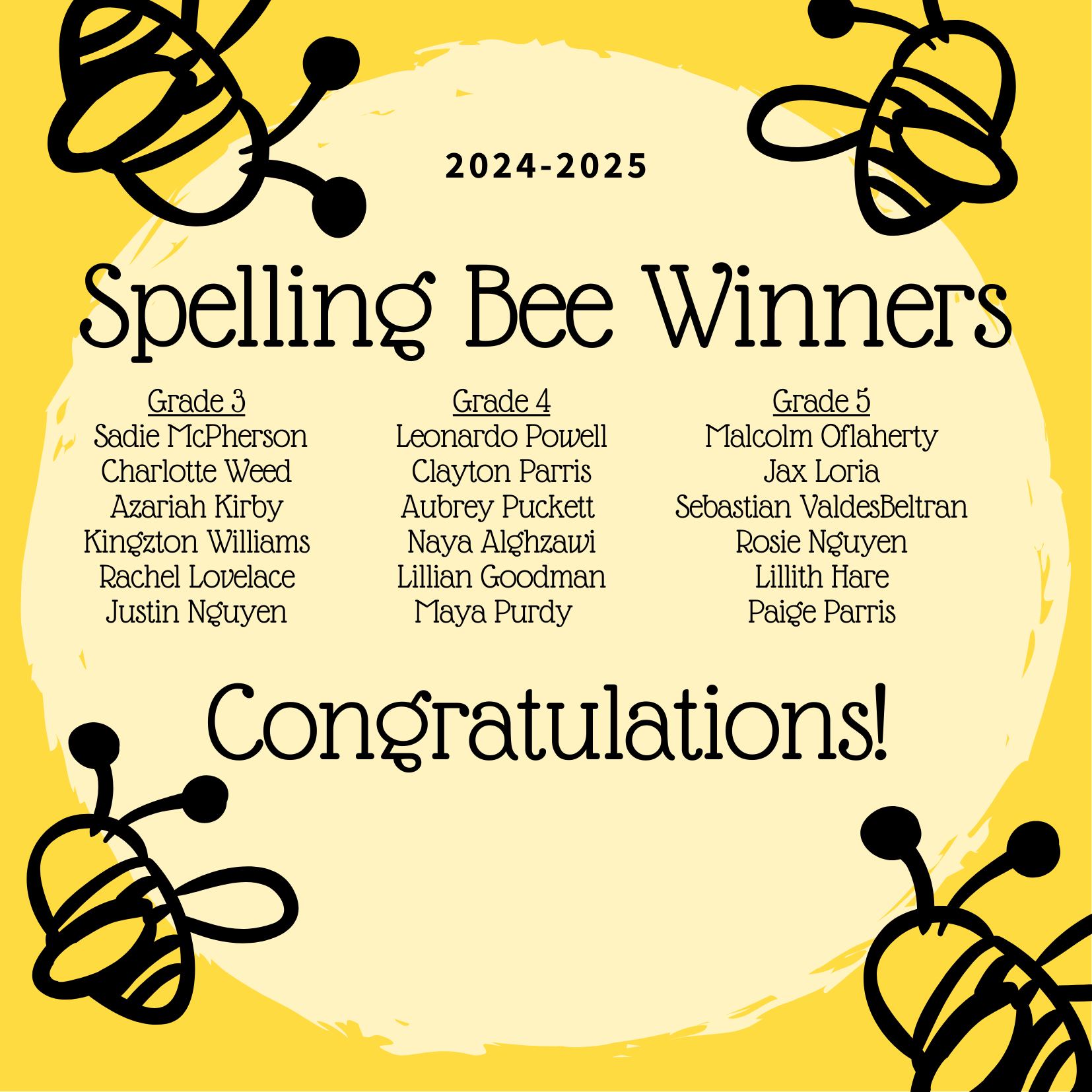 Spelling Bee Winners