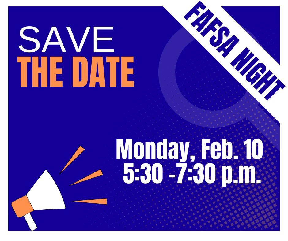 💲 𝑭𝑨𝑭𝑺𝑨 𝑵𝑰𝑮𝑯𝑻 💲  A Financial Aid representative from Weatherford College will host a FAFSA completion worknight for seniors and their parents on Monday, Feb. 10. The event will be held in the library from 5:30 to 7:30 p.m., and attendees can come and go at their convenience.