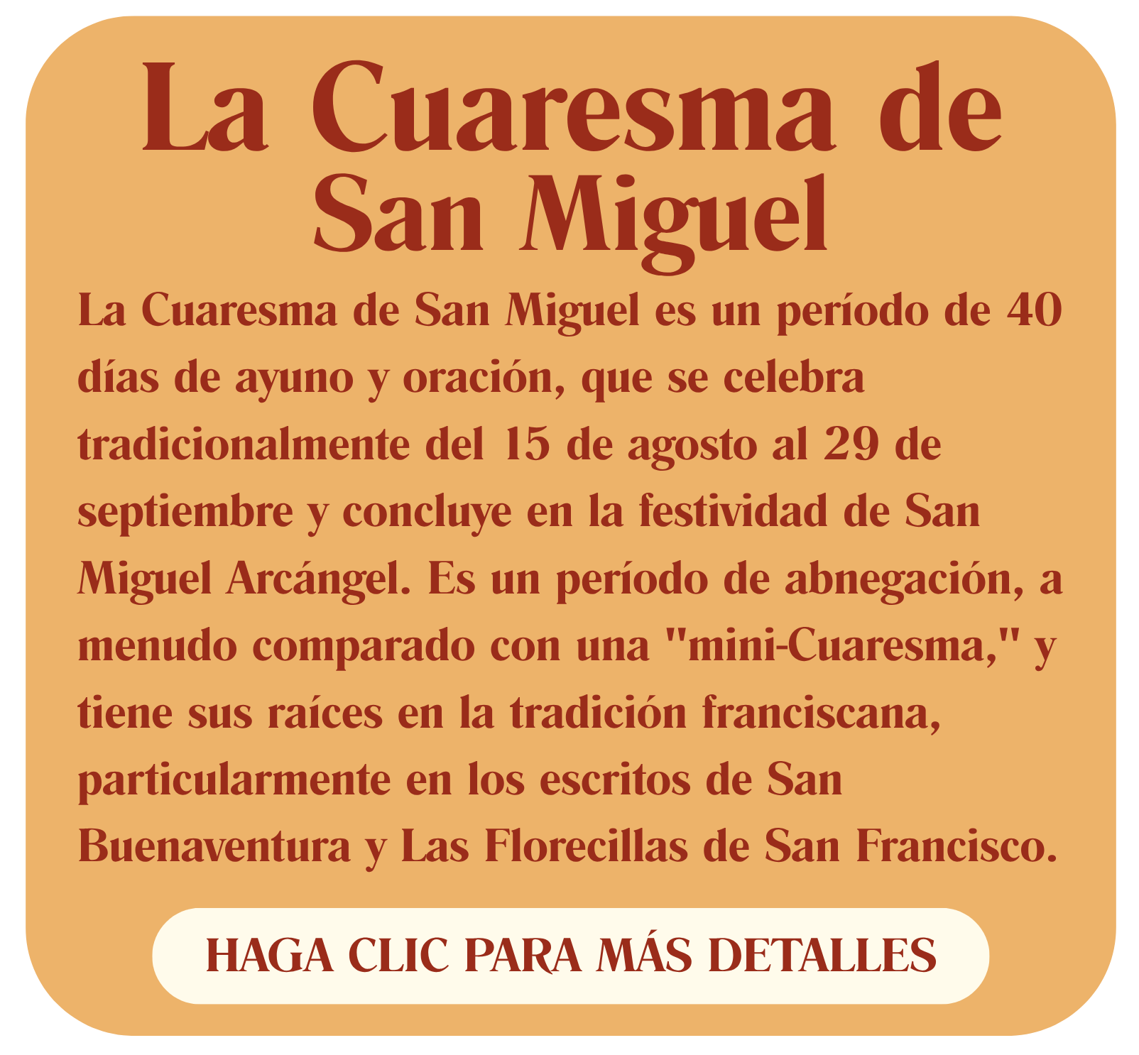 La Cuaresma de San Miguel 2026