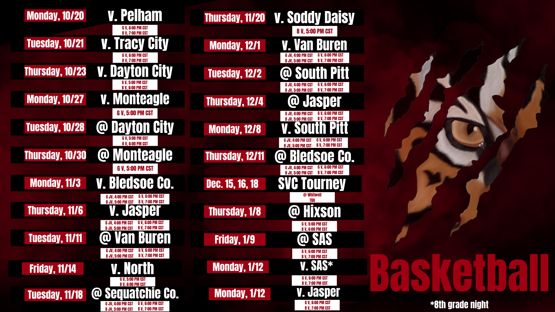 Basketball Schedule