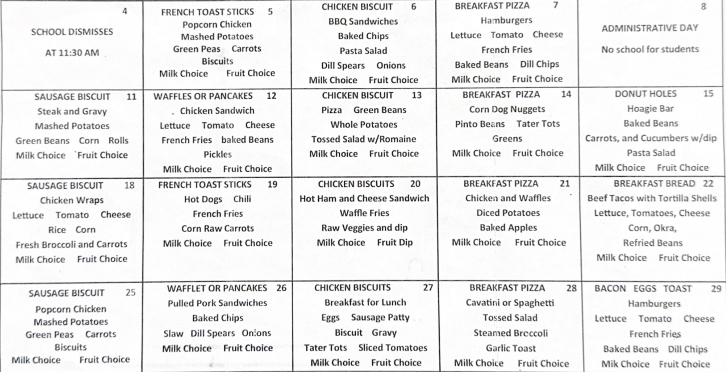 August 2025 Menu