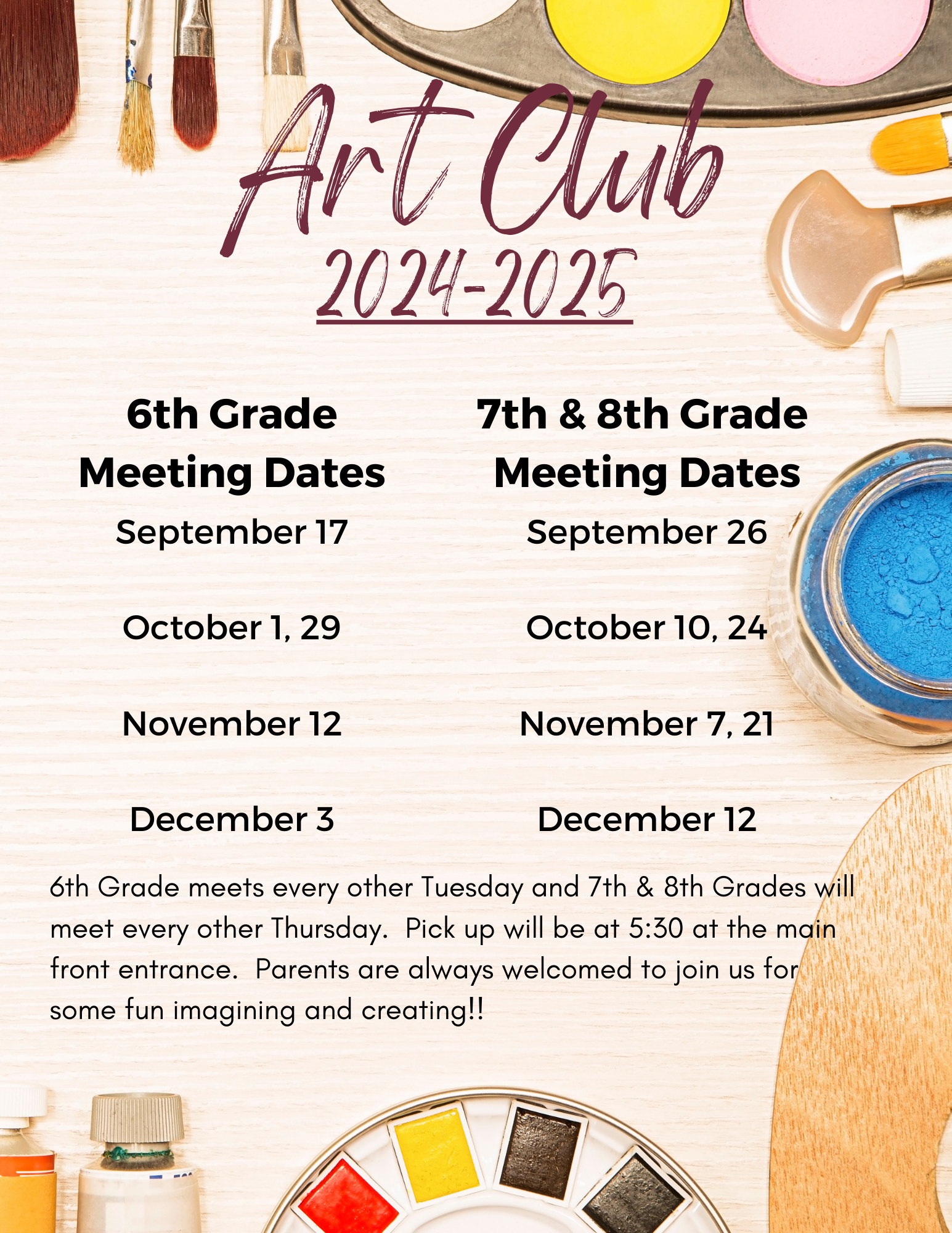 art club meeting days