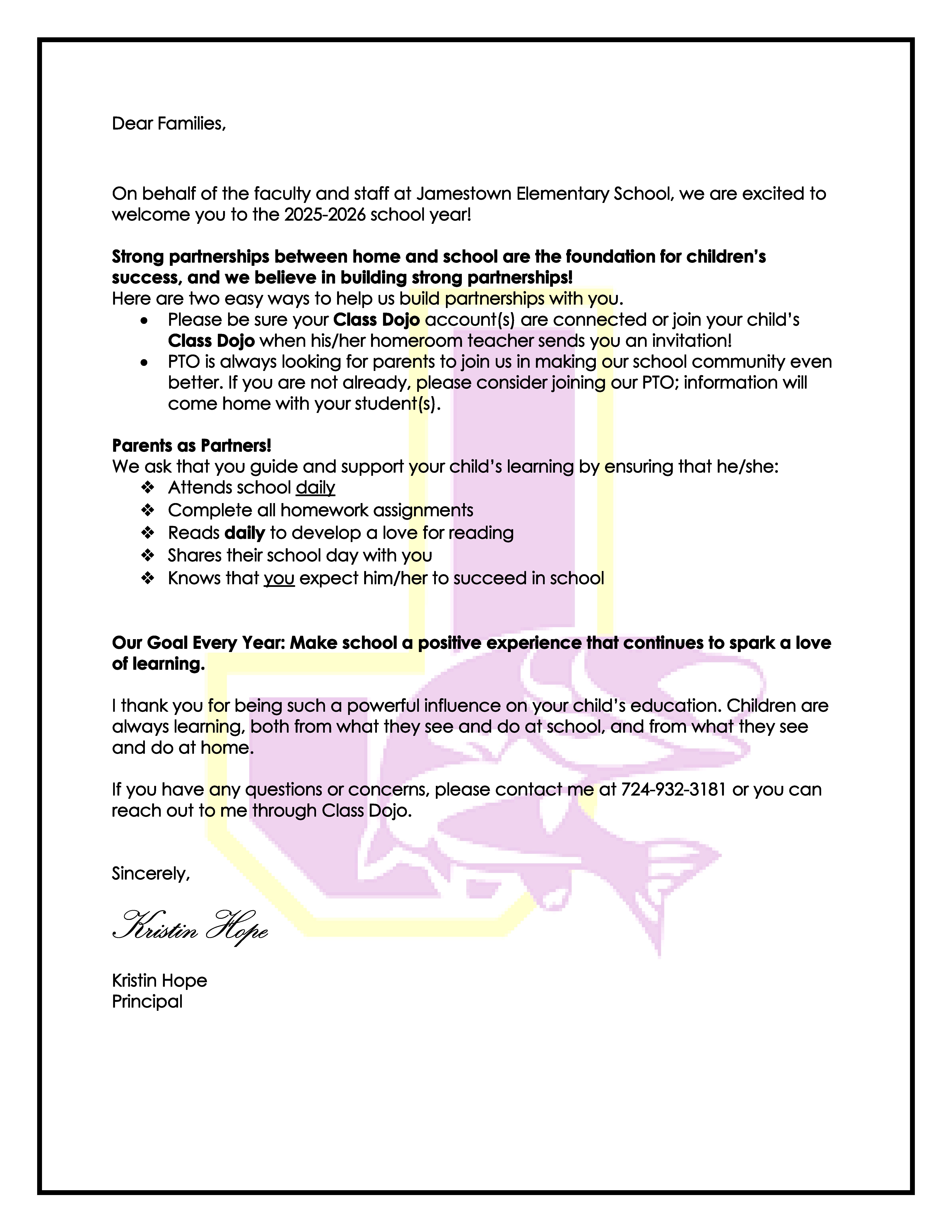 Letter from the Principal