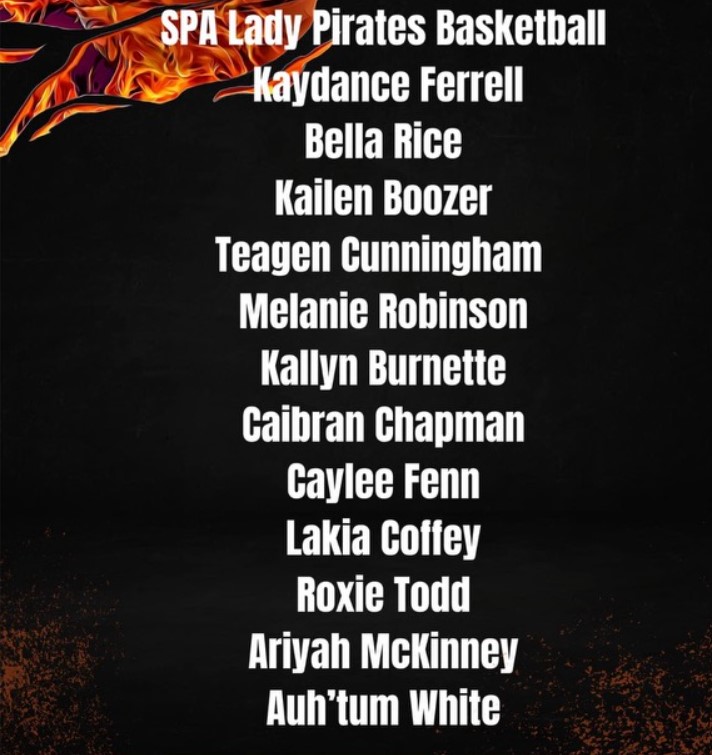 SPA Lady Pirates Basketball Roster