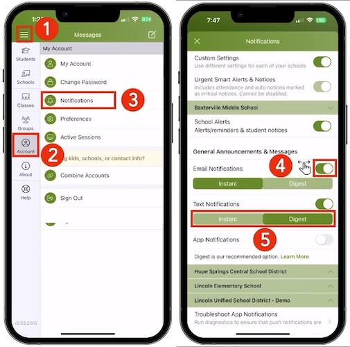ParentSquare Notification Example Screen of Mobile App ParentSquare Notification Example Screen of Mobile App