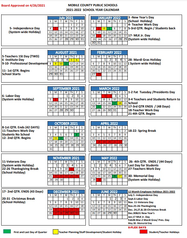 MCPSS Academic Calendar