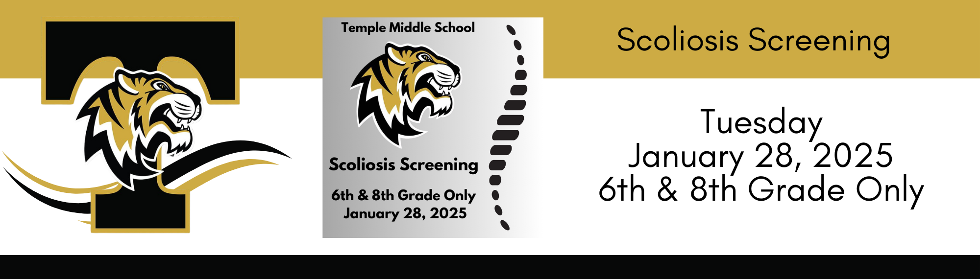 Scoliosis Screening January 28, 2025 for 6th & 8th Grade Only