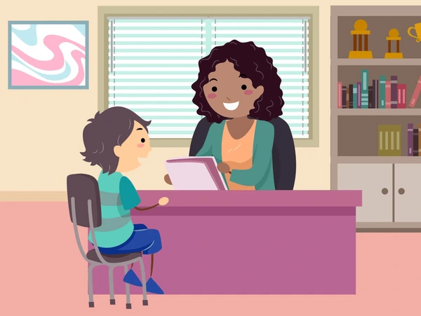 counselor at desk with student