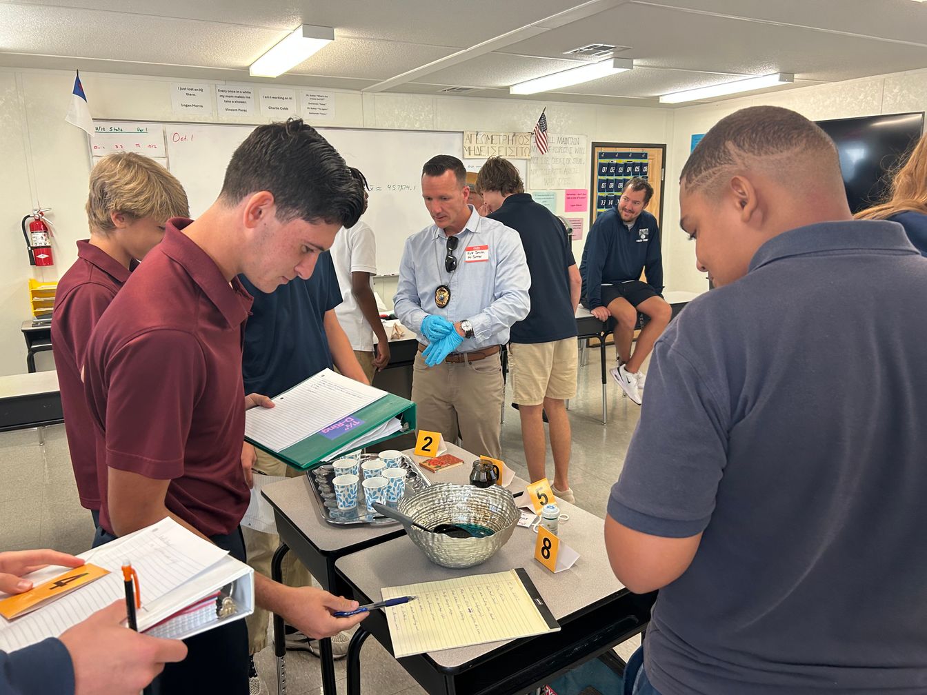 Upper school students working on project