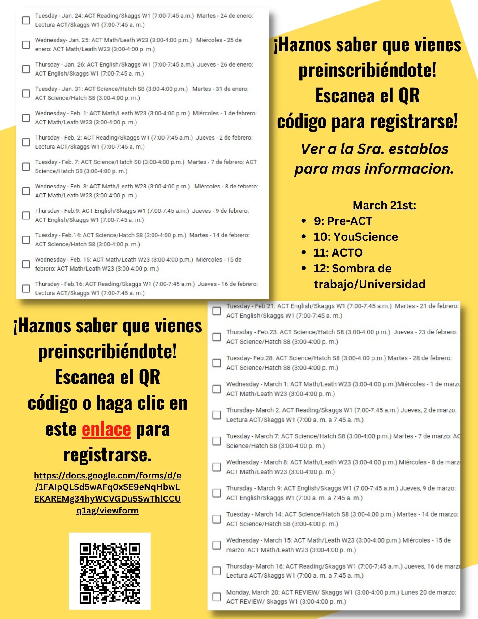 ACT Flyer in Spanish