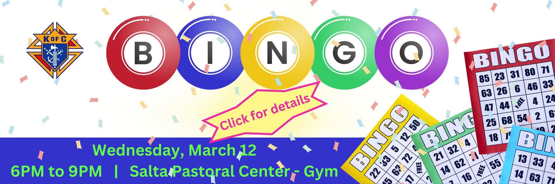 BINGO Wed Mar 12 5:30 pm Gym