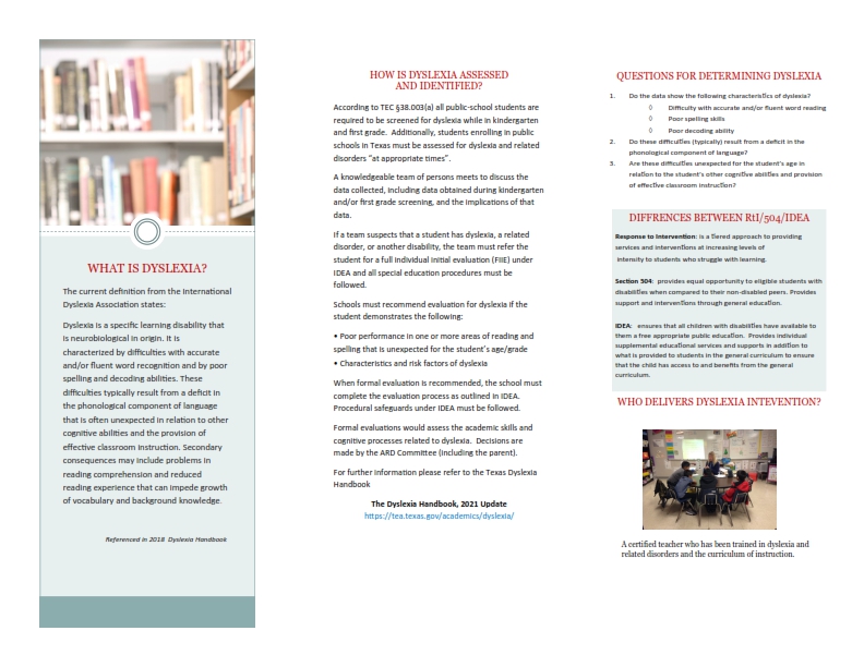 Page 2 Dyslexia Program Awareness Brochure