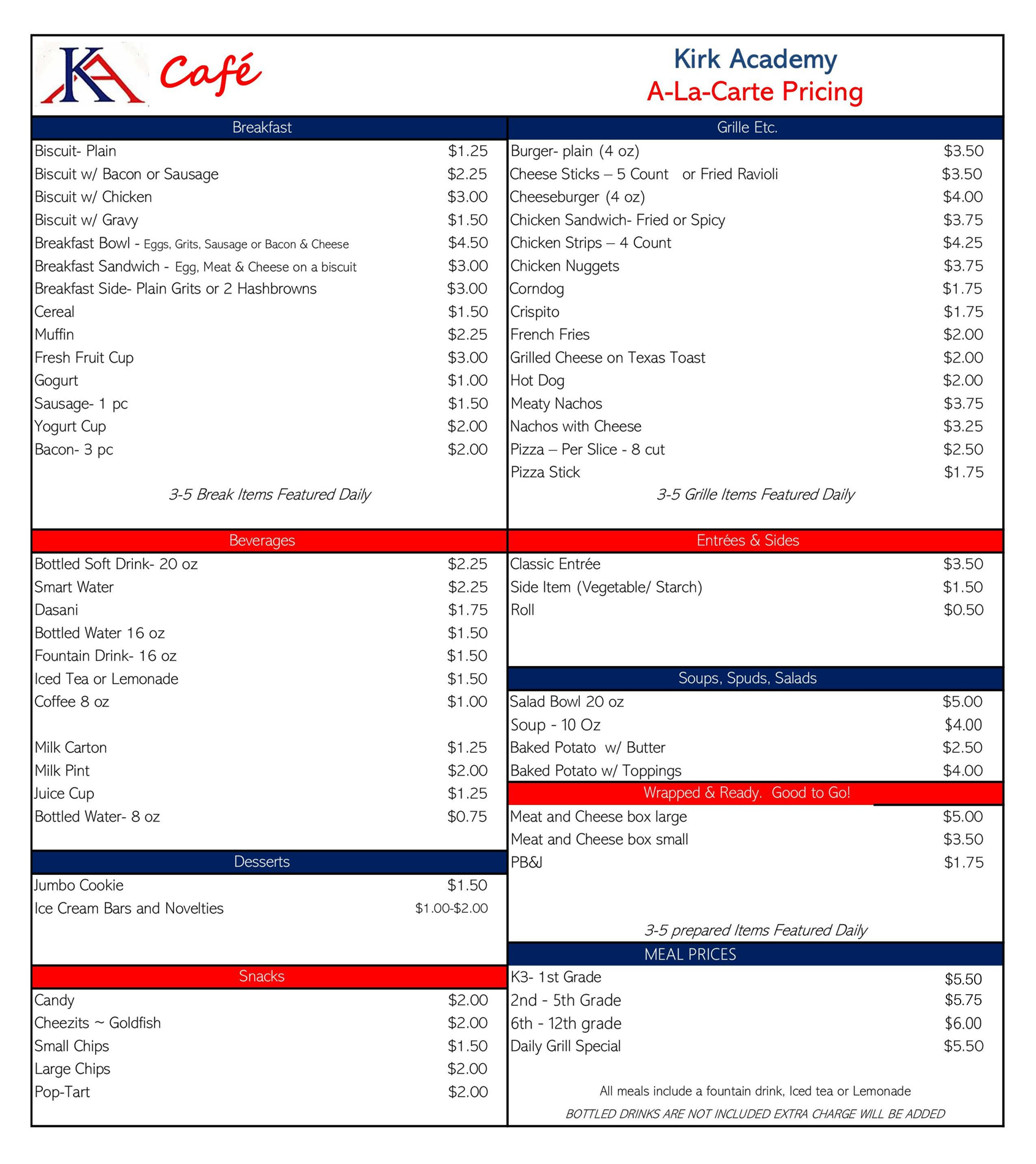 Cafe Pricing