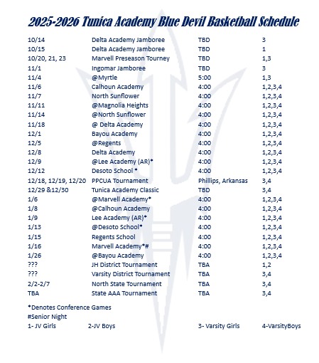 2025-2026 Basketball Schedule