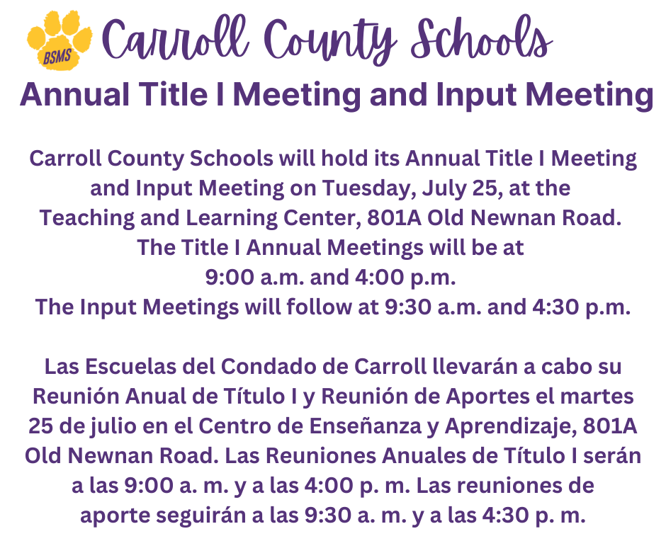 FY 23-24 Annual Title I Meeting and Input Meeting Information