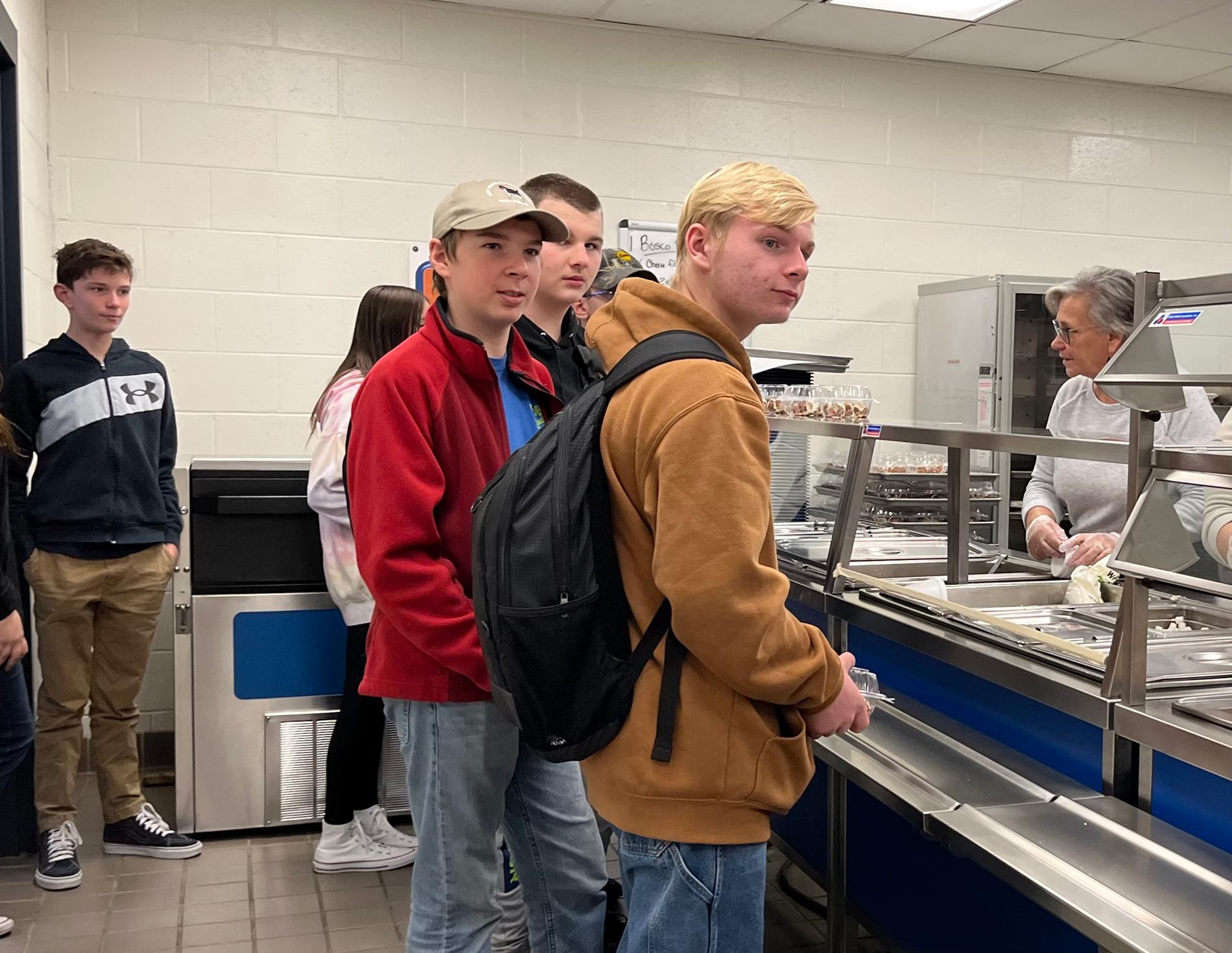 boys in cafeteria line
