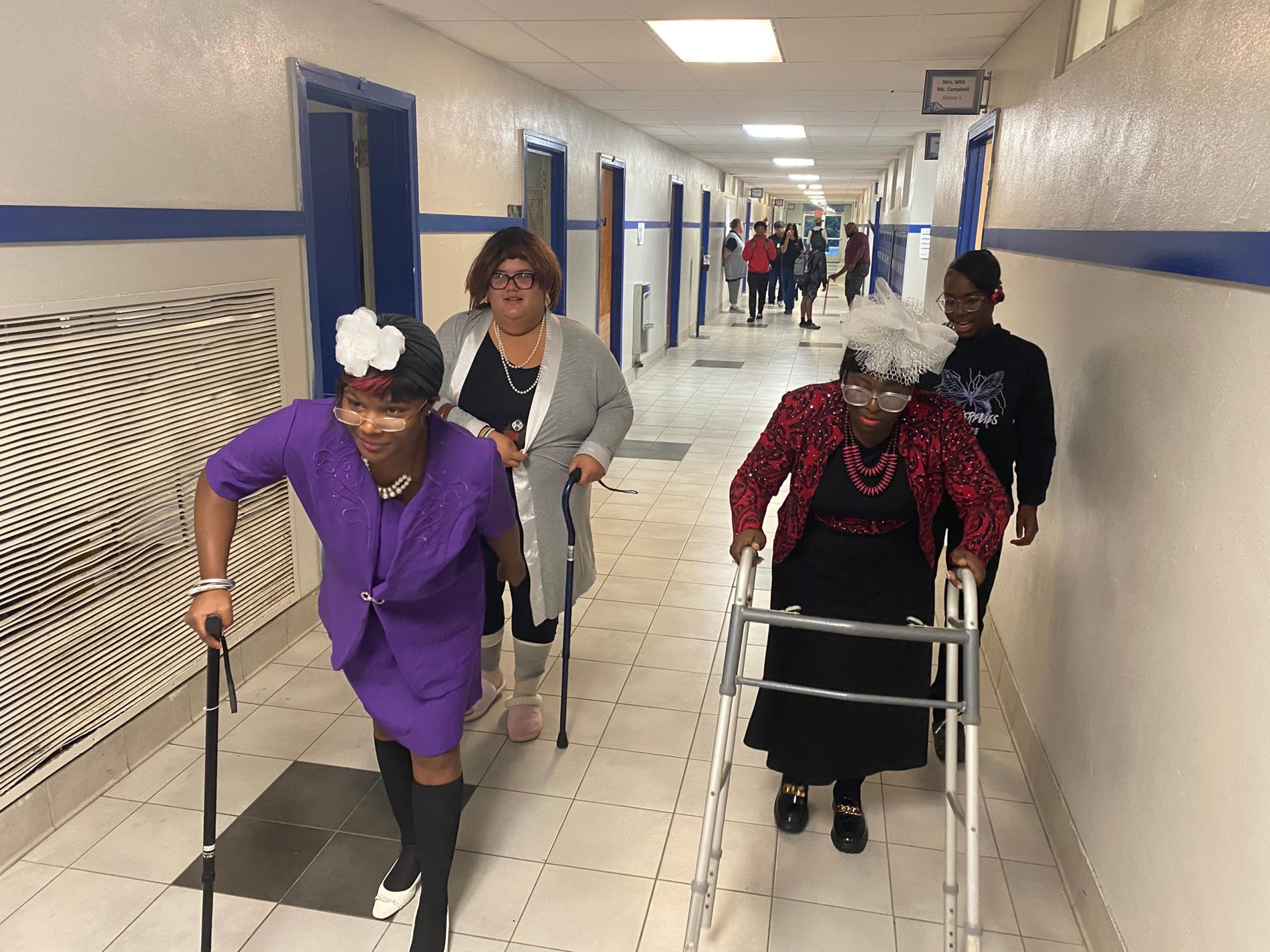 students dressed as senior citizens