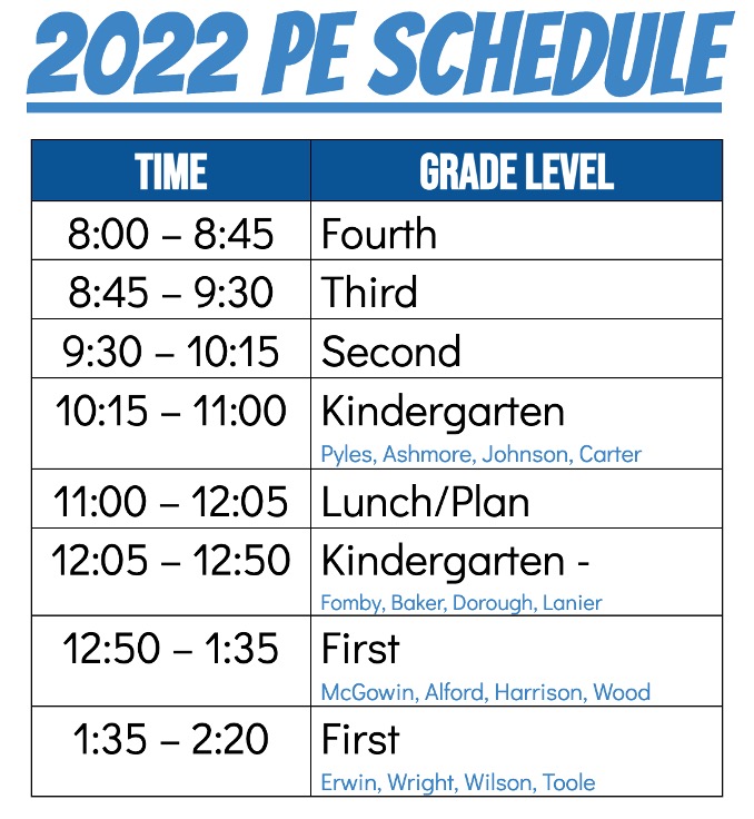 PE schedule