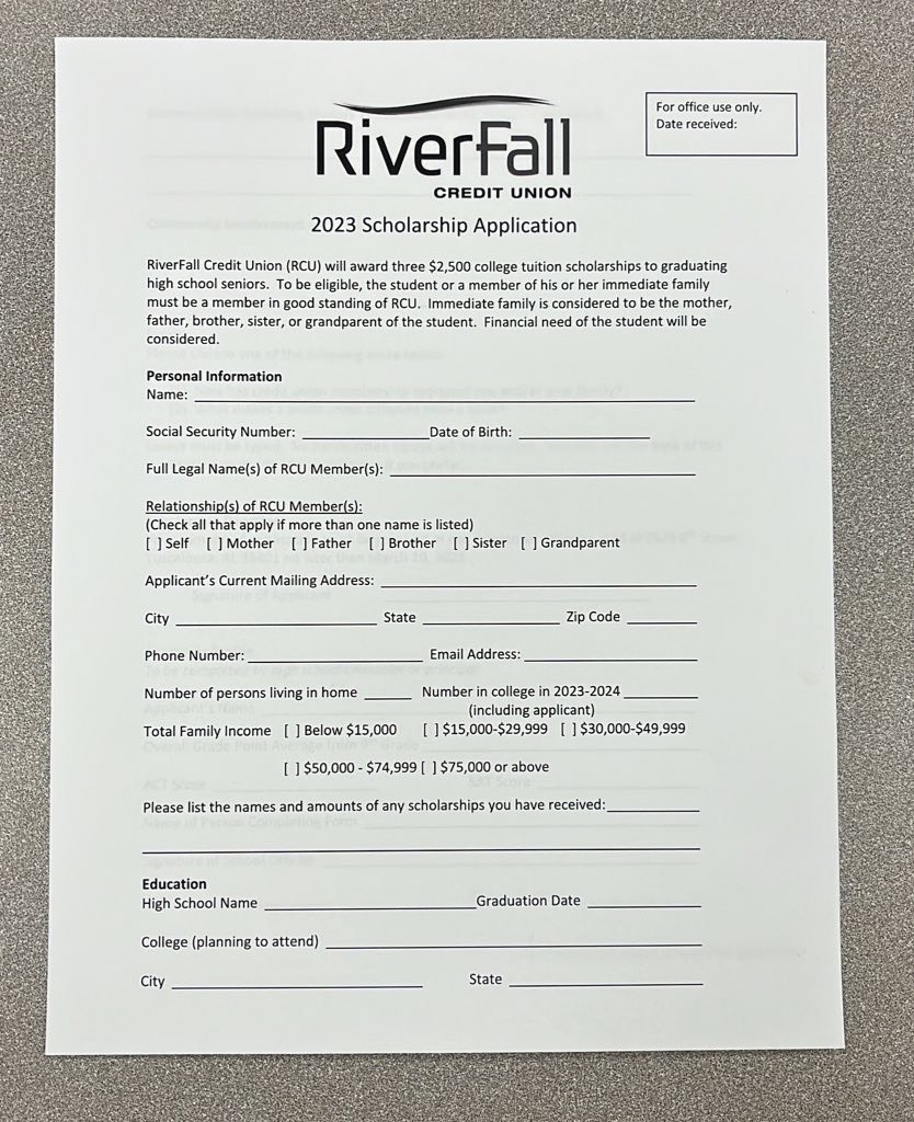River Fall Credit Union Scholarship 