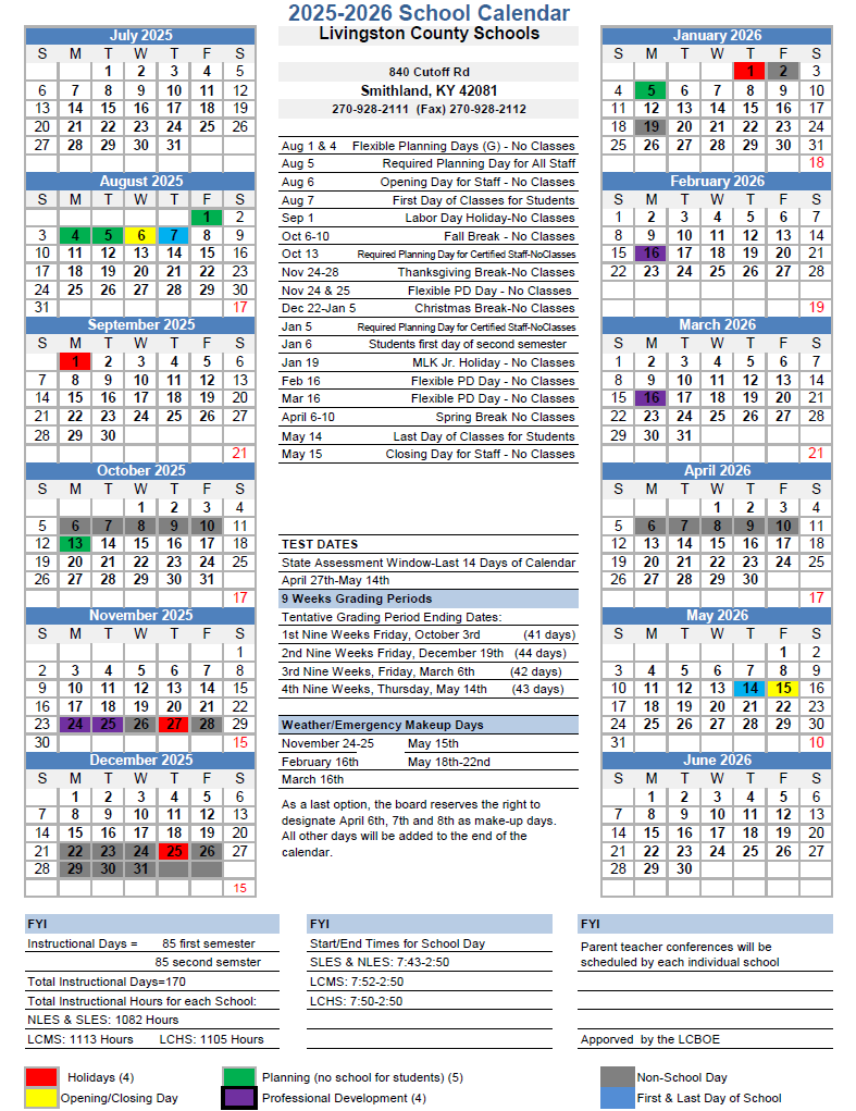 2024-2025 District Calendar