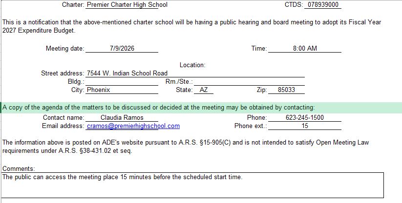Budget Meeting Notification