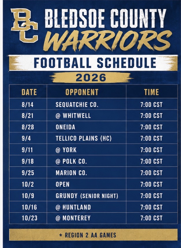 2026 BCHS Football Schedule