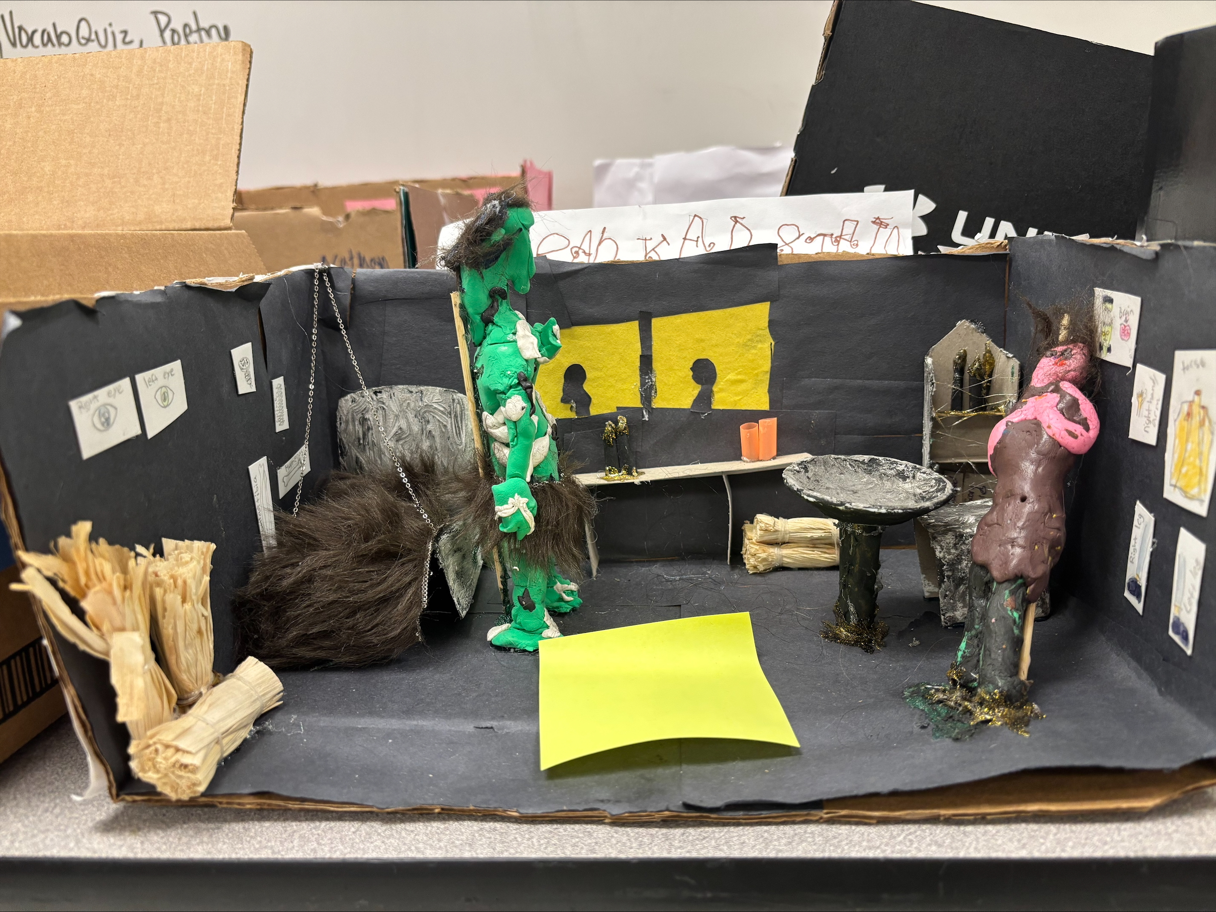 8th grade English students in Coach Doles' class recently completed a creative Frankenstein project