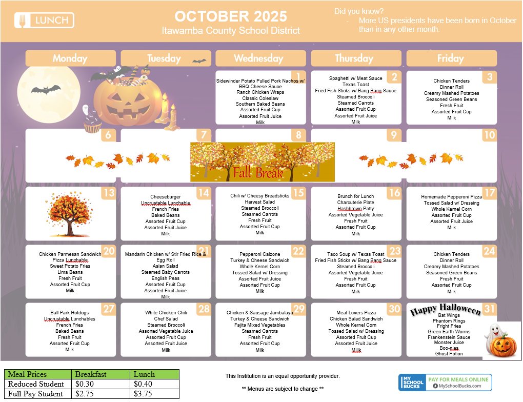 October 2025 Lunch