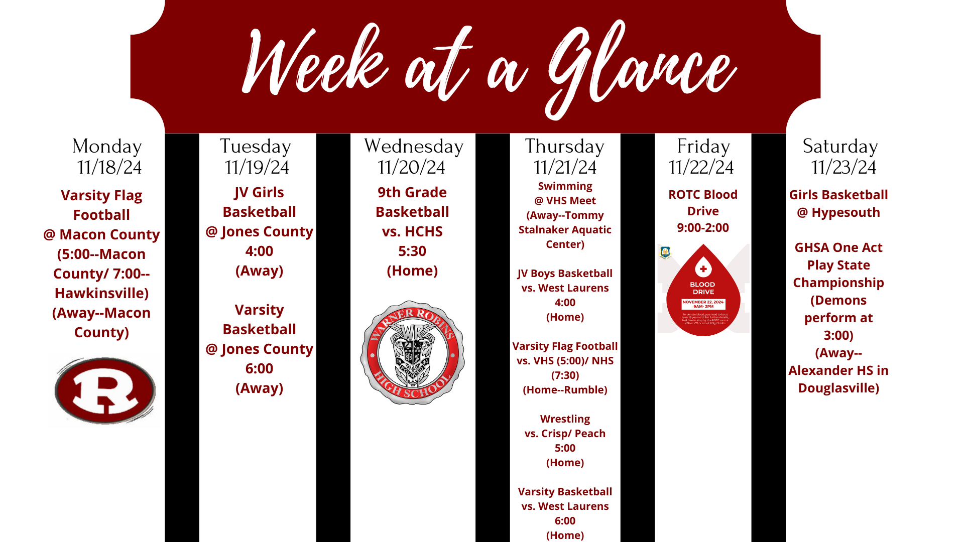 Week at a Glance Nov. 18-Nov. 23