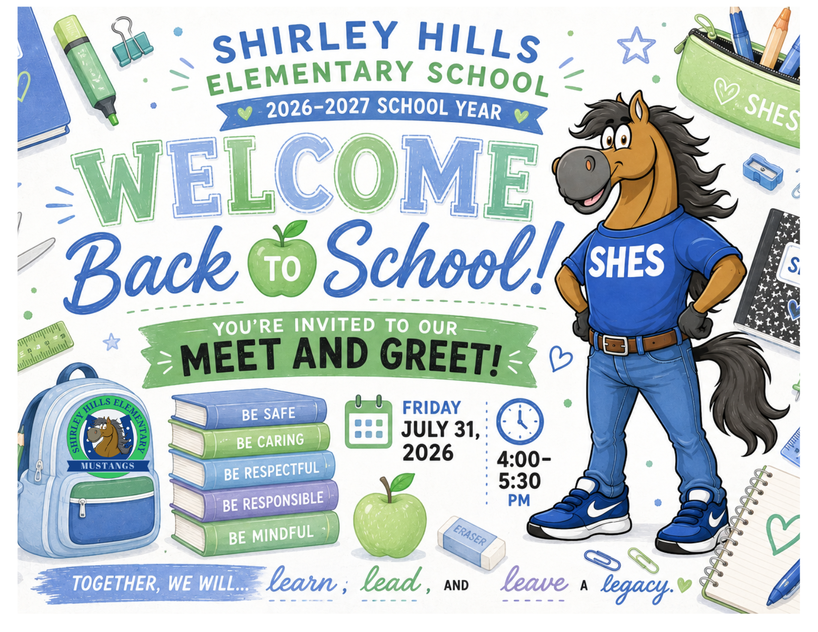 Meet and Greet will be held on July 31, 2026 from 4:00-5:30 p.m. 