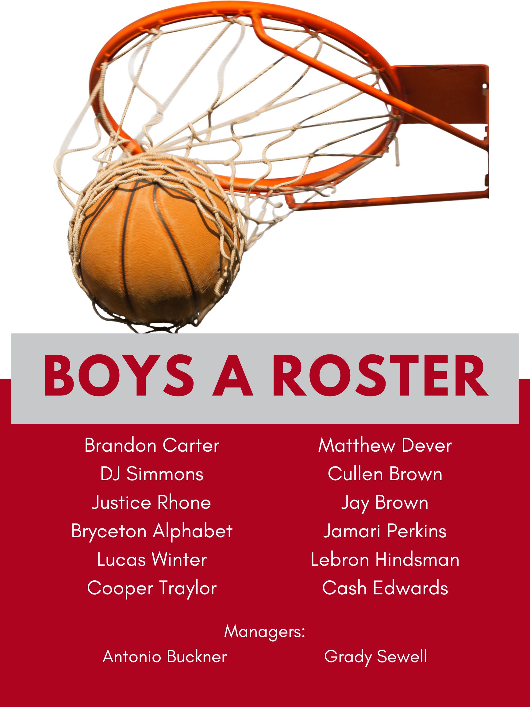 boys basketball roster A team