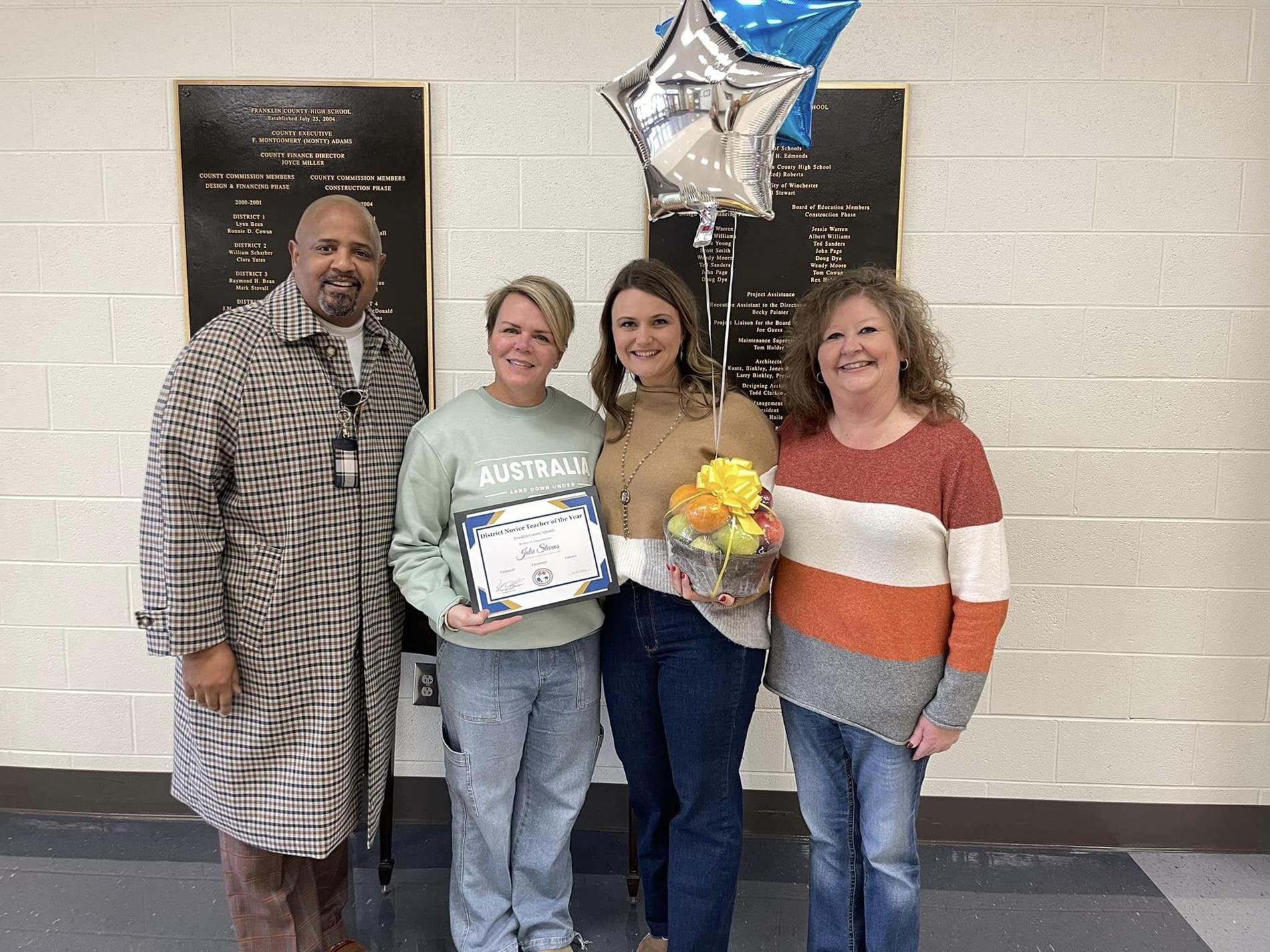 Julie Stevens, High School Novice Teacher and FCHS's Novice Teacher of the Year