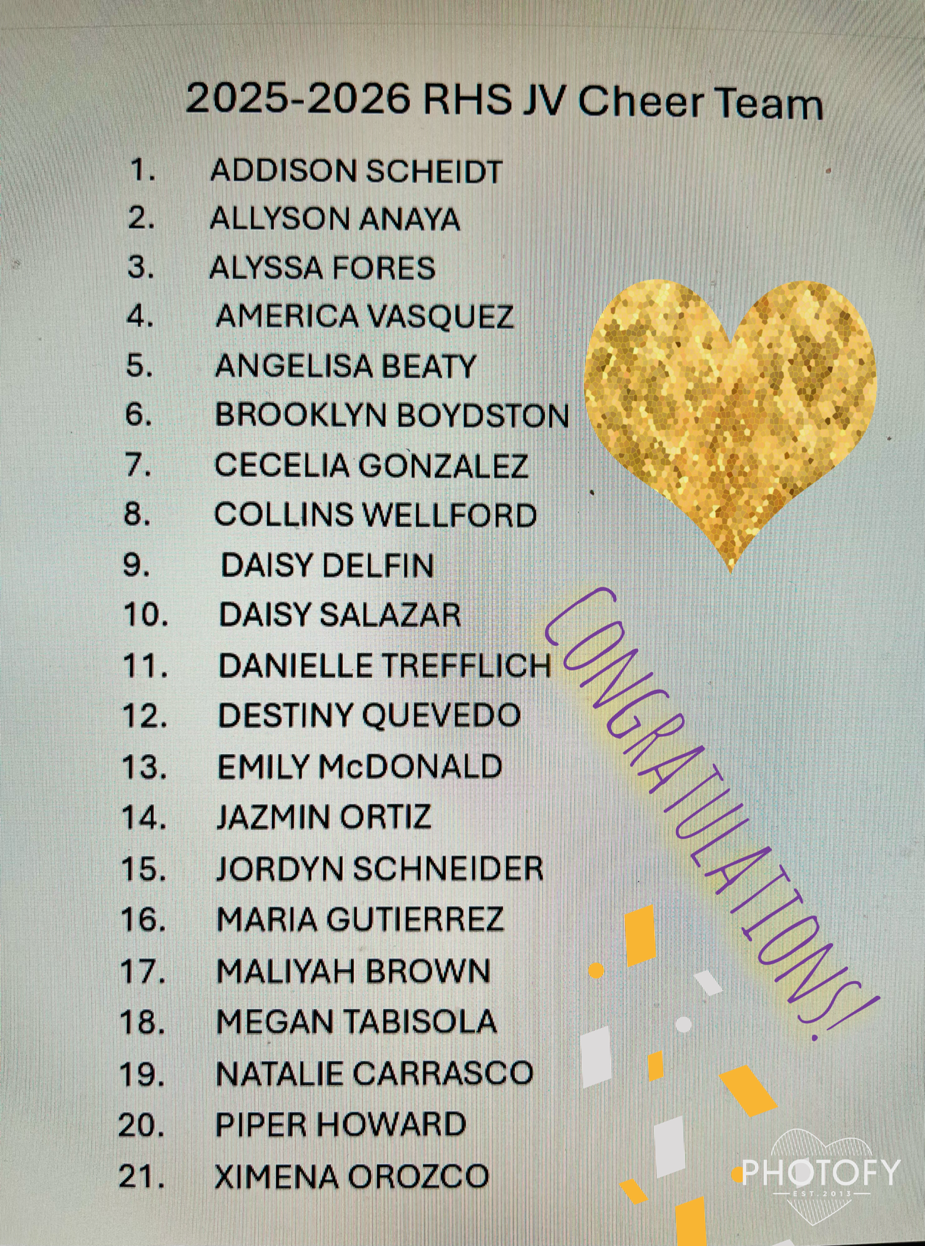 JV Roster
You will sparkle in summer!
