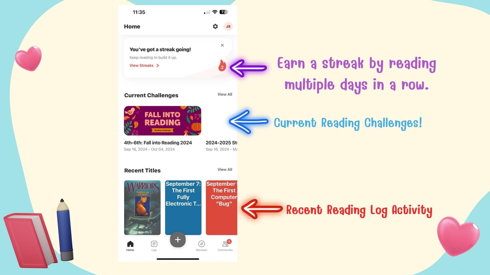 Download the BEANSTACK APP and start logging your child's reading! 