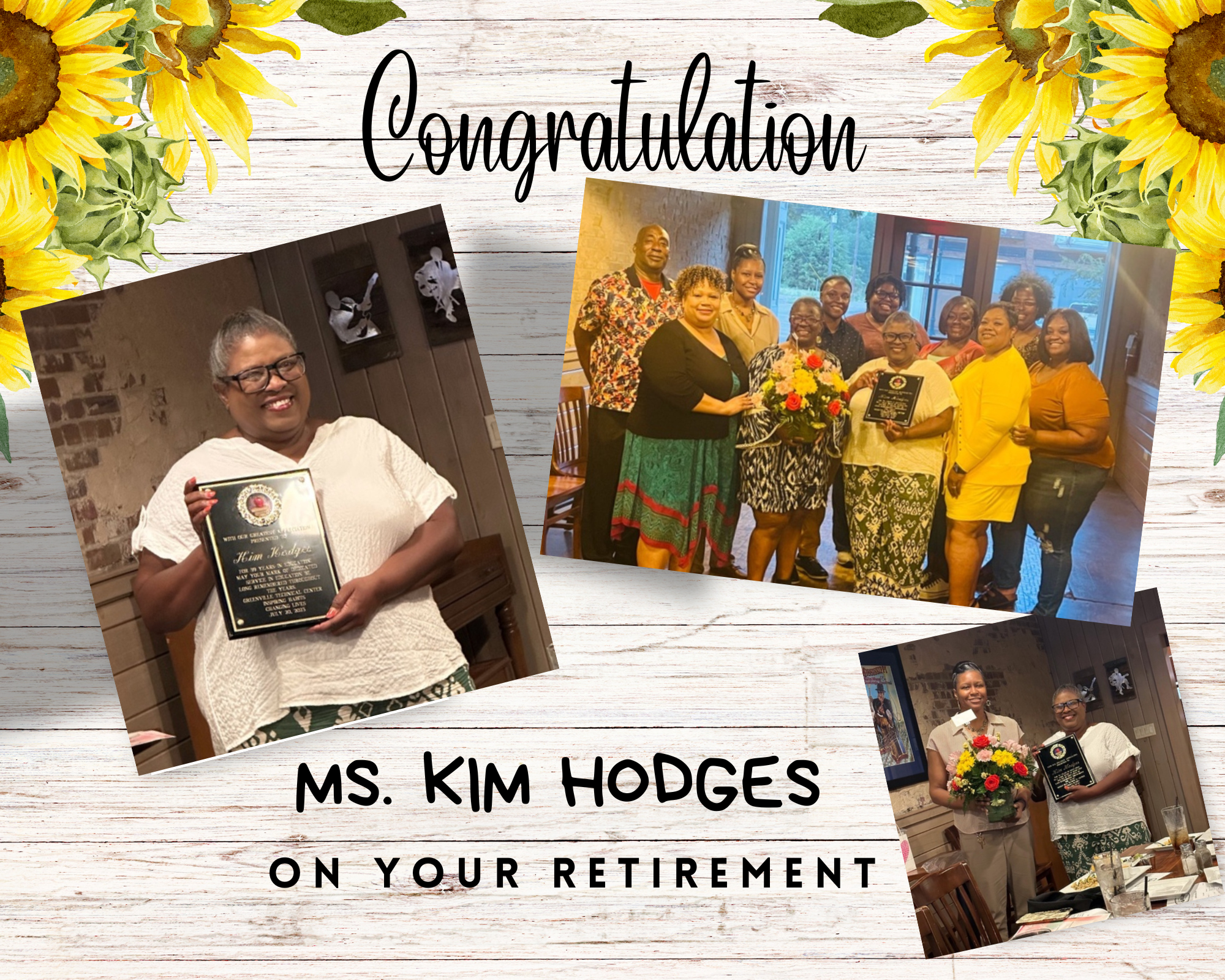 Congratulations Ms. Kim Hodges on your retirement